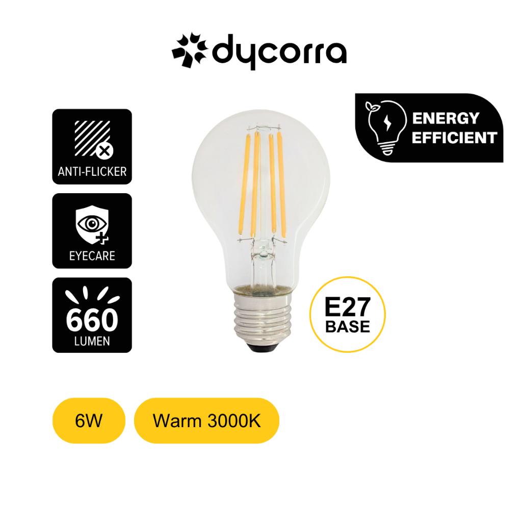 Dycorra LED Filament Bulb A60 (Clear) E27 6W Warm