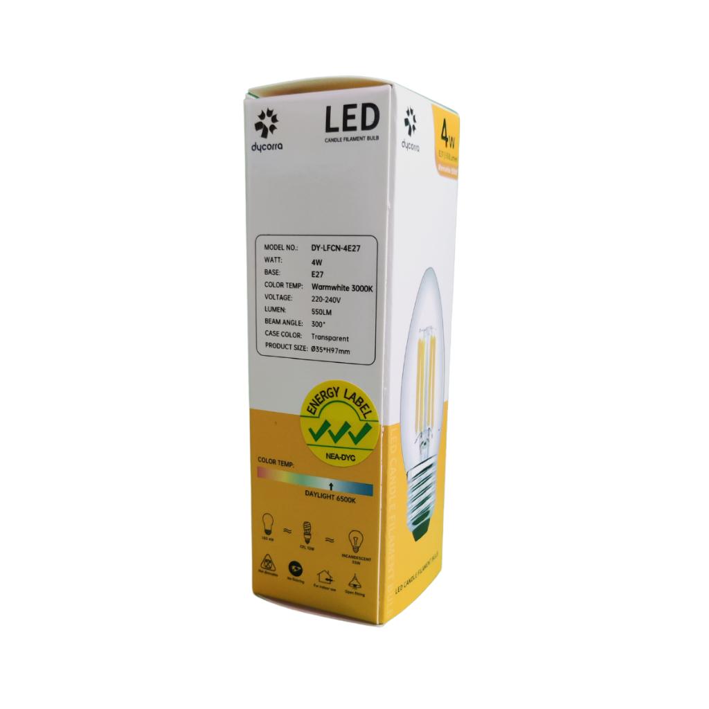 Dycorra LED Filament Candle Bulb (Clear) E27 4W Day Warm