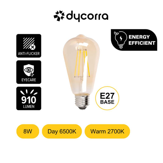 Dycorra LED Filament Bulb ST64 (Tint) E27 8W Day Warm