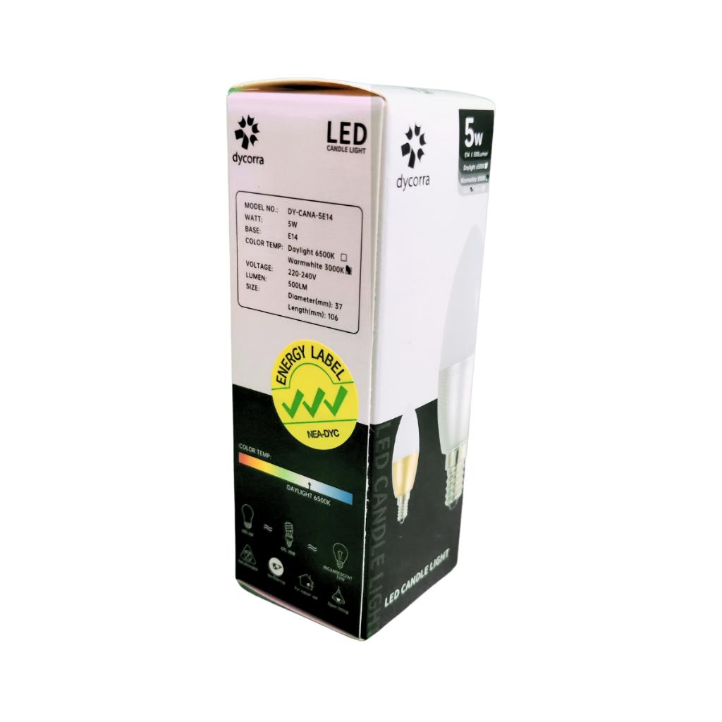 Dycorra LED Frosted Candle Gold E14 5W Warm