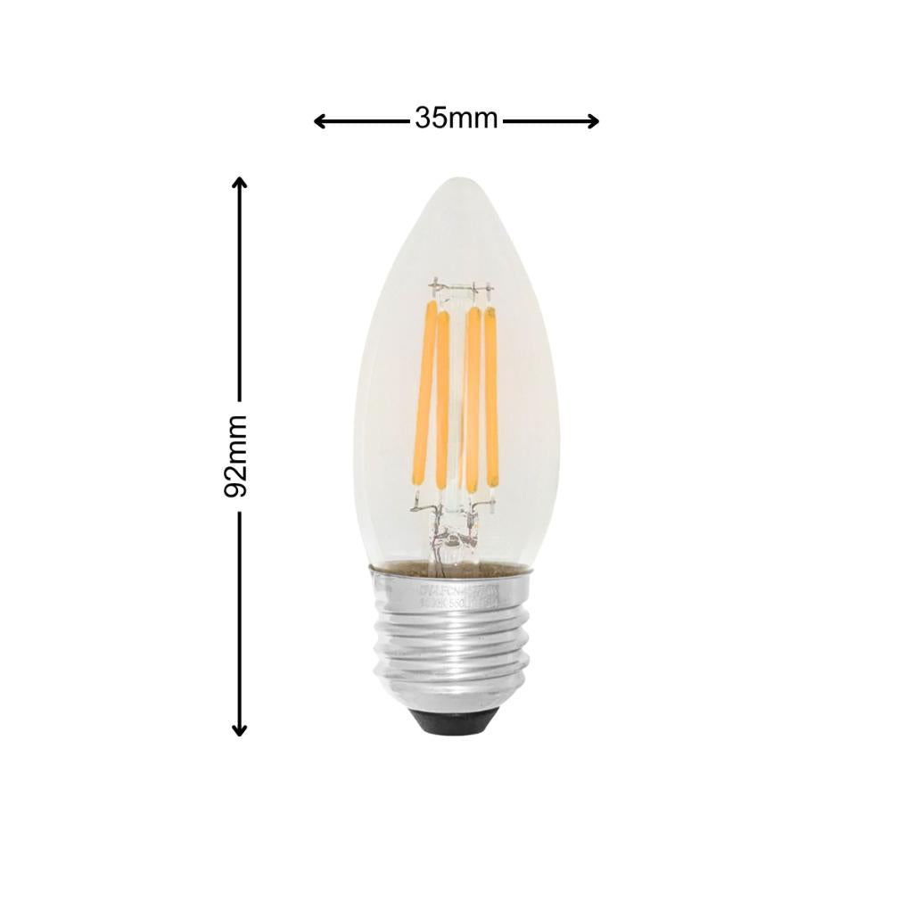 Dycorra LED Filament Candle Bulb (Clear) E27 4W Day Warm