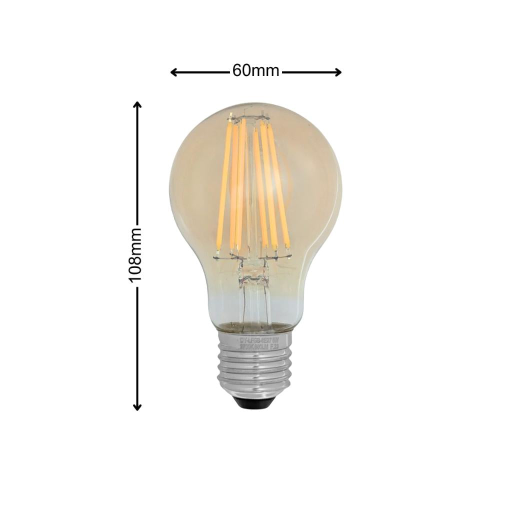 Dycorra LED Filament Bulb A60 (Tint) E27 6W 8W Day Warm