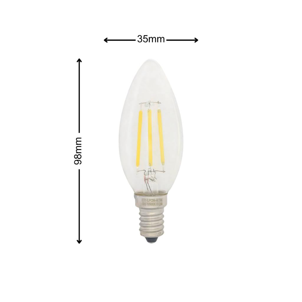 Dycorra LED Filament Candle Bulb (Dimmable) E14 4W Warm