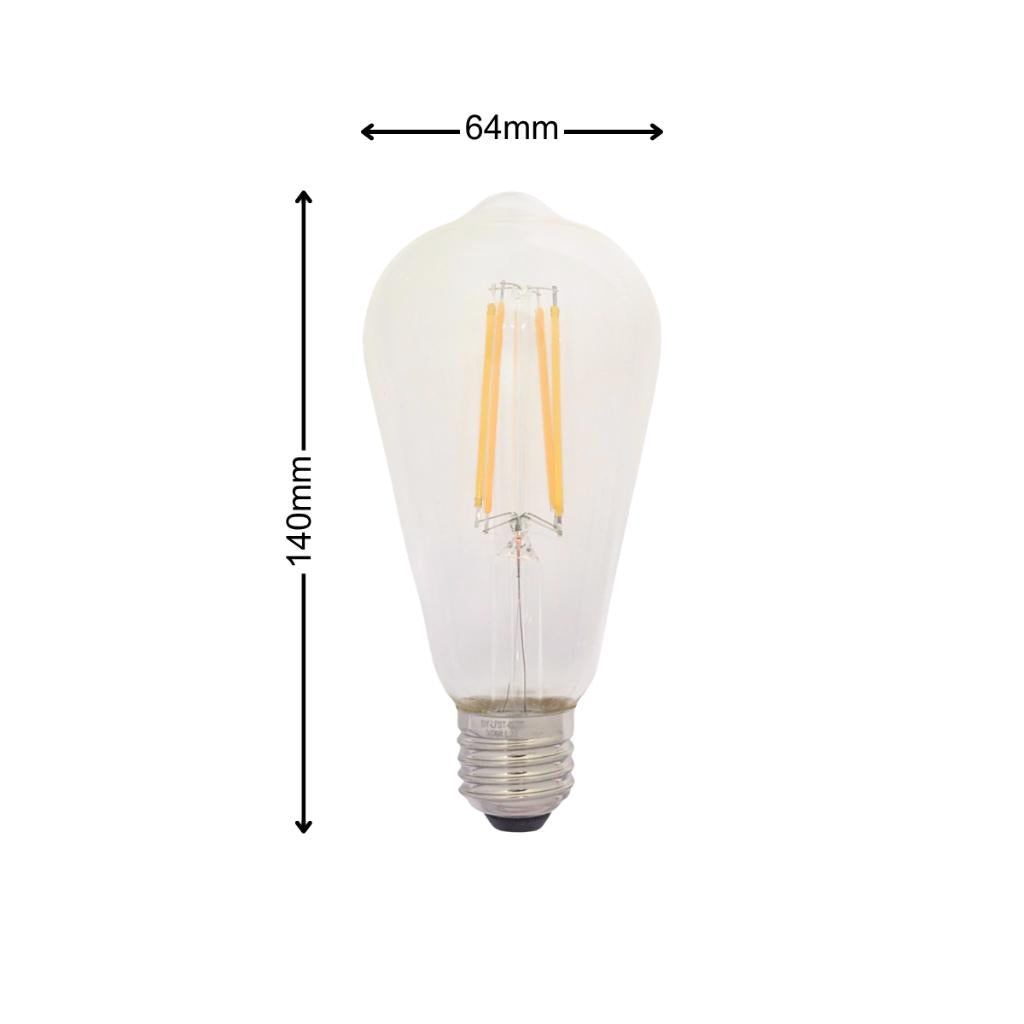 Dycorra LED Filament Bulb ST64 (Clear) E27 6W Warm