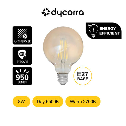 Dycorra LED Filament Bulb G95 (Tint) E27 8W Day Warm