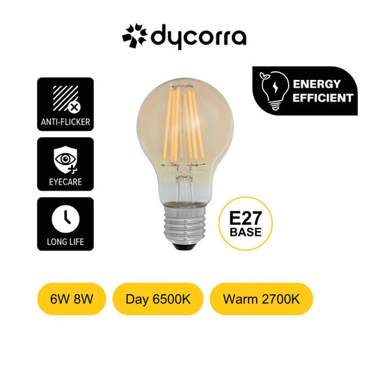 Dycorra LED Filament Bulb A60 (Tint) E27 6W 8W Day Warm