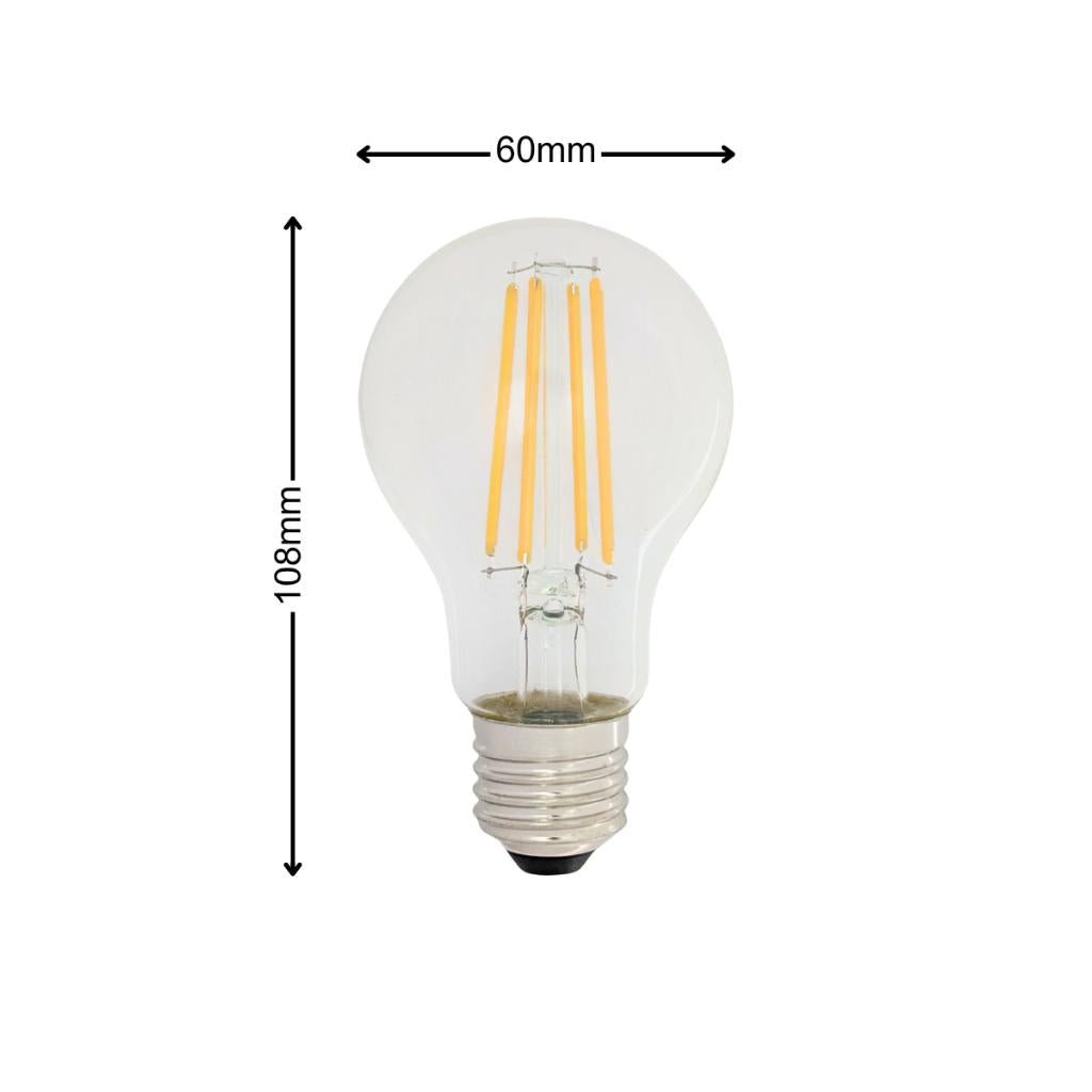 Dycorra LED Filament Bulb A60 (Clear) E27 6W Warm