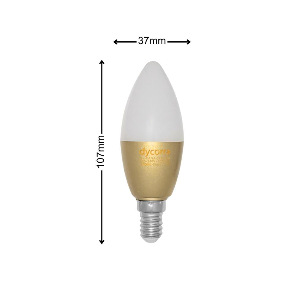 Dycorra LED Frosted Candle Gold E14 5W Warm
