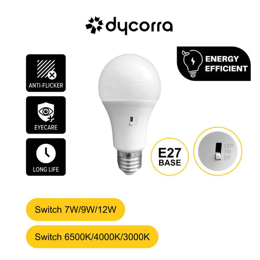 Dycorra LED Switch Wattage Bulb E27 7W 9W 12W Switch CCT Day Cool Warm
