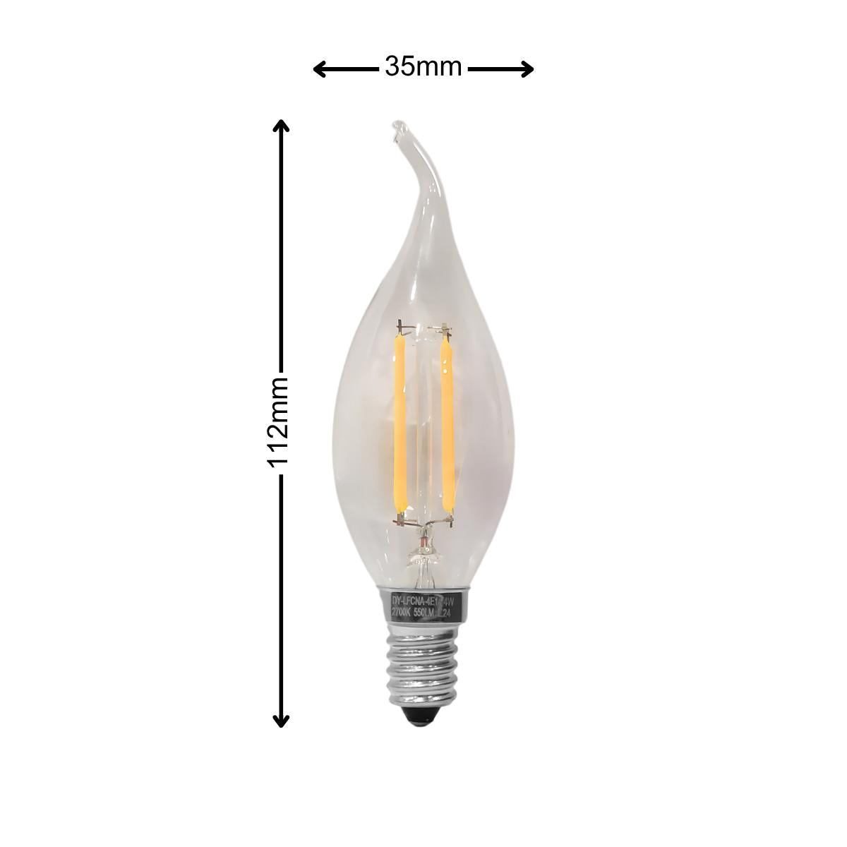Dycorra LED Filament Tail Candle Bulb (Clear) E14 4W Day Warm
