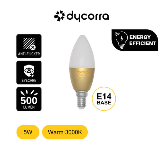 Dycorra LED Frosted Candle Gold E14 5W Warm