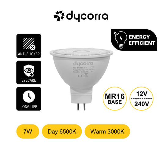 Dycorra LED MR16 Spotlight 12V 240V Bulb 7W Day Warm