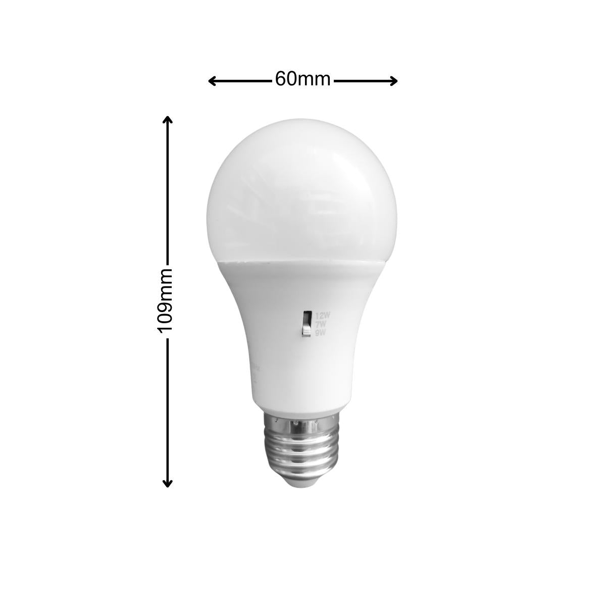 Dycorra LED Switch Wattage Bulb E27 7W 9W 12W Switch CCT Day Cool Warm