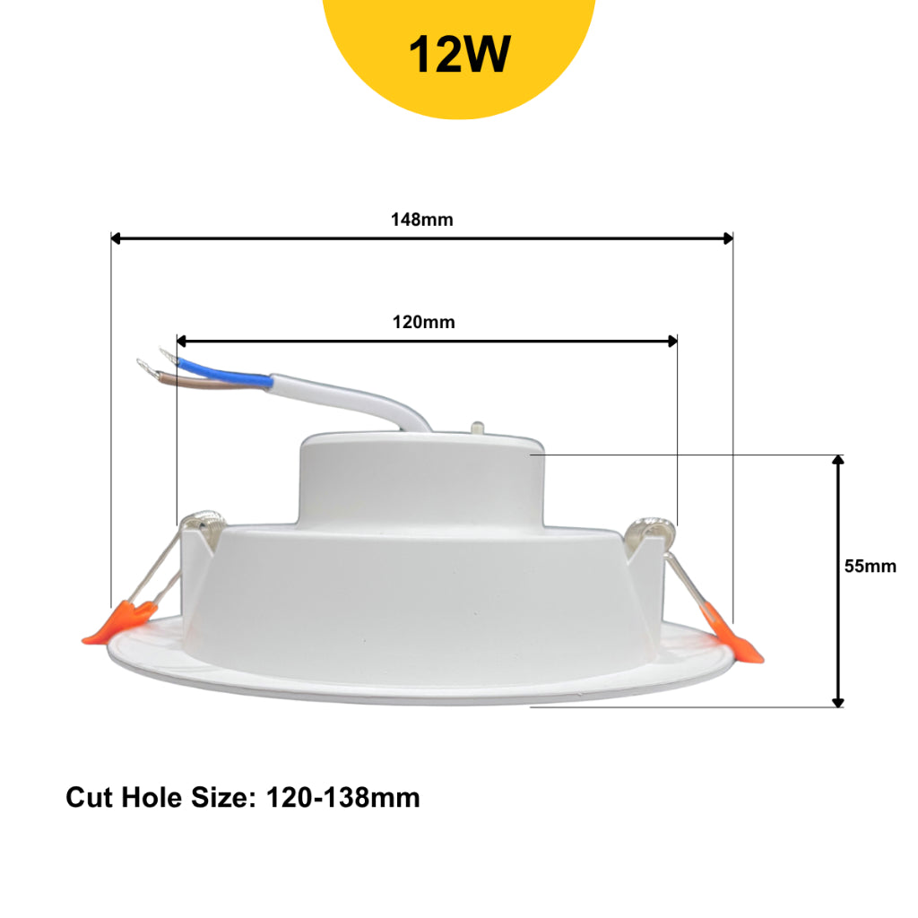 Dycorra LED Round Panel Light 12W Day Cool Warm Dimmable 3-Levels Recessed Downlight Ceiling Lamp Down Light
