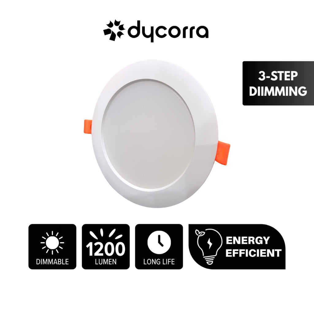 Dycorra LED Round Panel Light 12W Day Cool Warm Dimmable 3-Levels Recessed Downlight Ceiling Lamp Down Light
