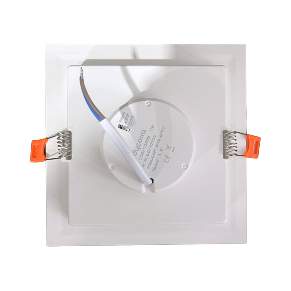 Dycorra LED Square Panel Light 12W Day Cool Warm Dimmable 3-Levels Recessed Downlight Ceiling Lamp Down Light